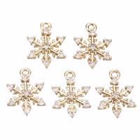 Guldfärgad berlock snöflinga med cubic zirconia, 1 st