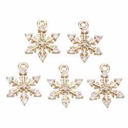 Guldfärgad berlock snöflinga med cubic zirconia, 1 st