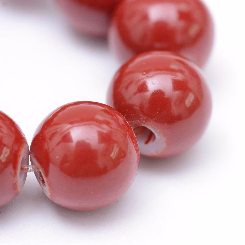 REA: Glaspärlor 4 mm brun/röda, 1 sträng