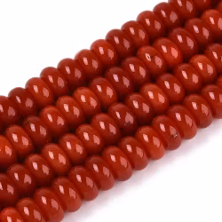 Glaspärlor rondeller röda 6x4 mm, 1 sträng