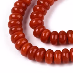 Glaspärlor rondeller röda 6x4 mm, 1 sträng