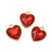 Guldfärgad berlock rött hjärta, 1 st