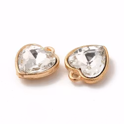 Guldfärgad berlock glas hjärta, 1 st