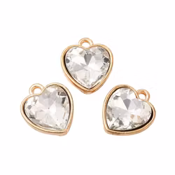 Guldfärgad berlock glas hjärta, 1 st