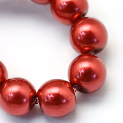 Vaxade glaspärlor 6 mm mörkröda, 1 sträng