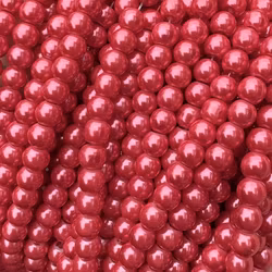 REA: Vaxade glaspärlor 8 mm ljusröda, 1 sträng