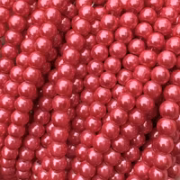 Vaxade glaspärlor 3 mm ljusröda, 1 sträng