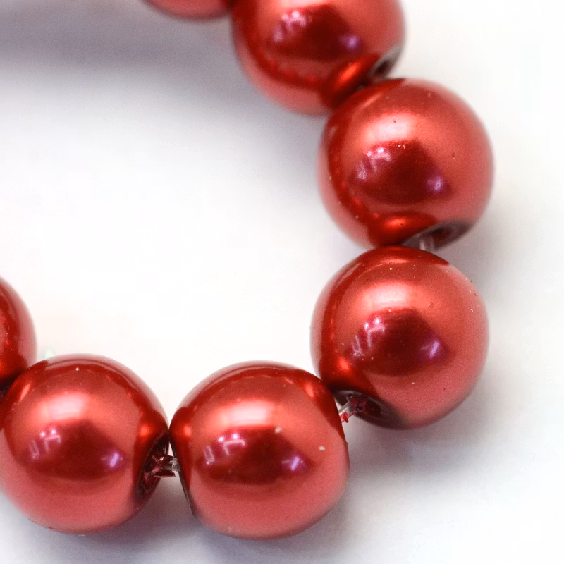Vaxade glaspärlor 4 mm mörkröda, 1 sträng