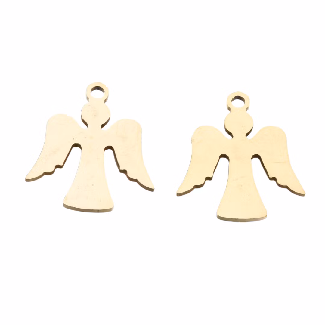 Guldfärgat rostfritt stål berlock ängel med vingar, 1 st