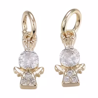 Ljust guldfärgad berlock ängel med cubic zirconia 18k, 1 st