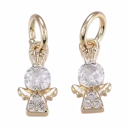 Ljust guldfärgad berlock ängel med cubic zirconia 18k, 1 st