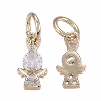 Ljust guldfärgad berlock ängel med cubic zirconia 18k, 1 st