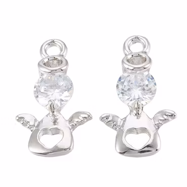 Antikfärgad berlock ängel med cubic zirconia, 1 st