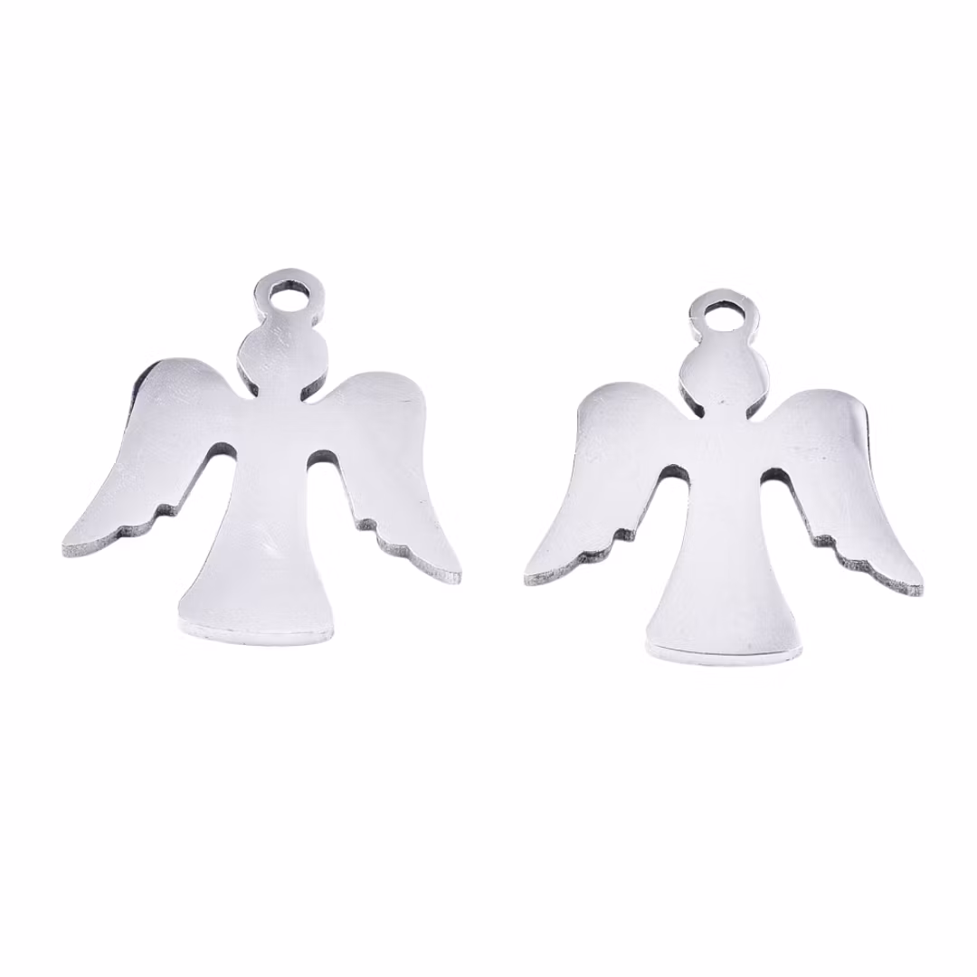 Rostfritt stål berlock ängel med vingar, 1 st