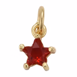 Guldfärgad berlock röd stjärna med cubic zirconia, 1 st