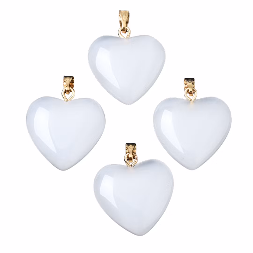 Guldfärgat glashänge hjärta vit, 1 st