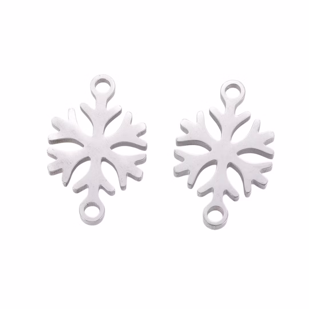 Rostfritt stål connector snöflinga, 1 st