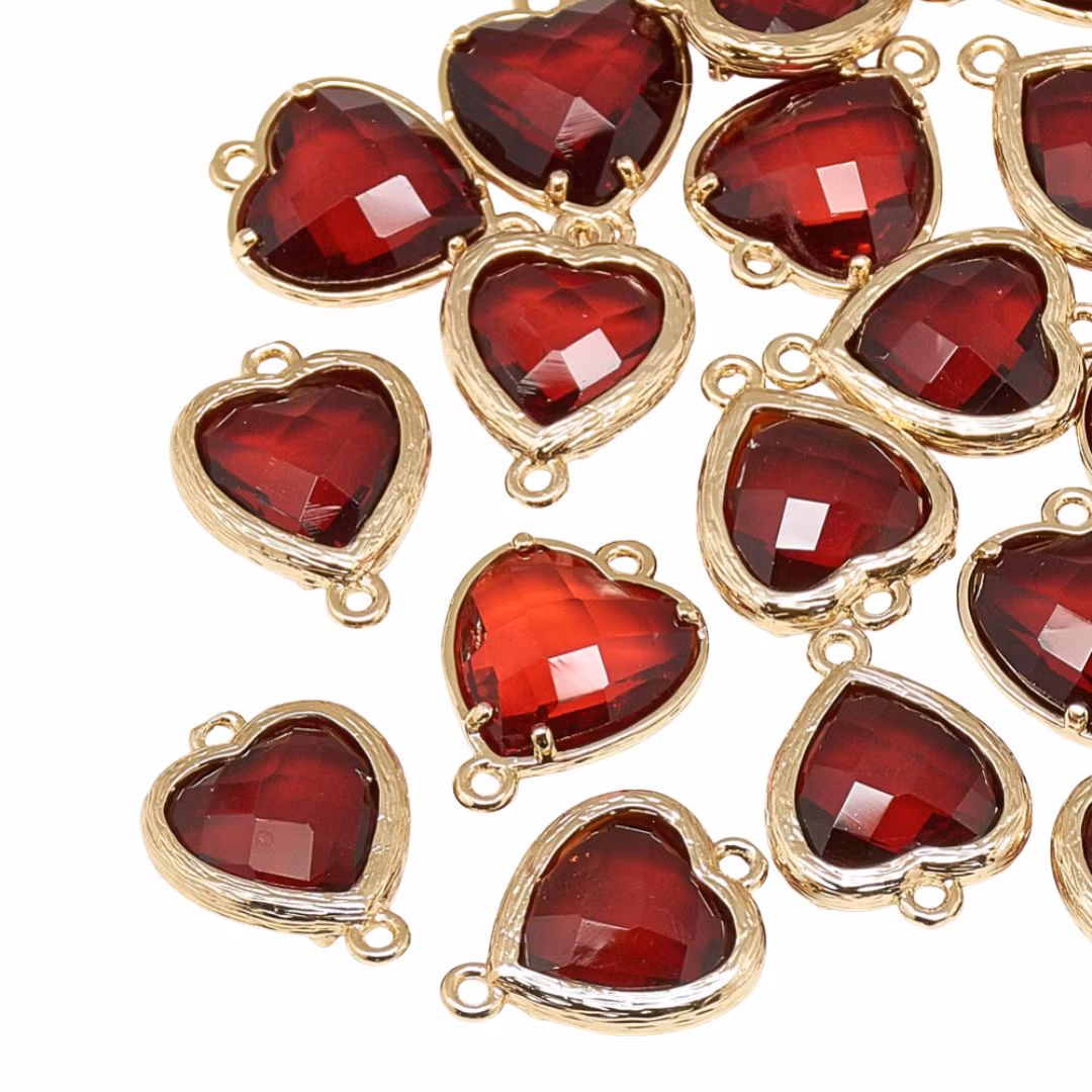 Guldfärgad connector rött hjärta, 1 st