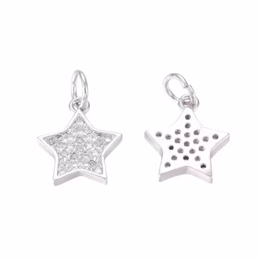 Antikfärgad berlock cubic zirconia stjärna, 1 st