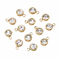 Guldfärgat rostfritt stål berlock liten glas, 1 st