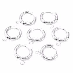 Kirurgiskt silverfärgat stål creoler med öglor, 1 par
