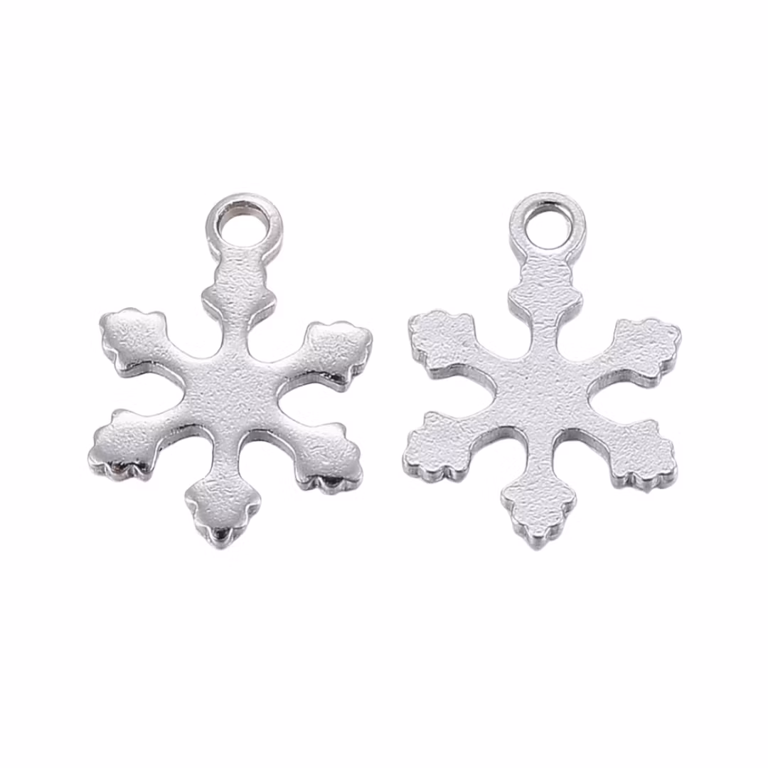 Rostfritt stål berlock liten snöflinga, 10 st