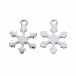 Rostfritt stål berlock liten snöflinga, 10 st