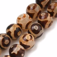 Tibetansk halvädelsten Dzi frostad brun & beige 8 mm, 1 sträng