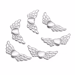 Silverfärgade änglavingar med hjärta, 10 st