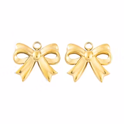 Guldfärgat rostfritt stål berlock rosett med PVD plätering, 1 st