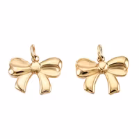 Guldfärgat rostfritt stål berlock rosett med ring och PVD, 1 st