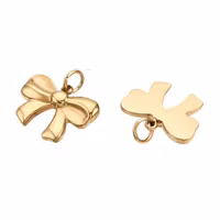 Guldfärgat rostfritt stål berlock rosett med ring och PVD, 1 st