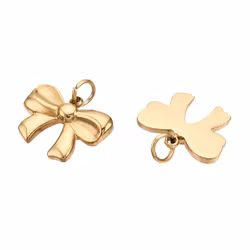 Guldfärgat rostfritt stål berlock rosett med ring och PVD, 1 st