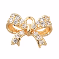 Guldfärgad berlock rosett och cubic zirconia, 1 st