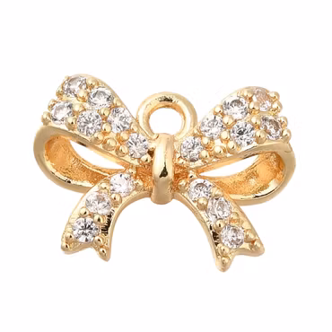 Guldfärgad berlock rosett och cubic zirconia, 1 st