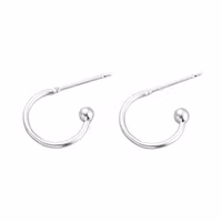 Silverfärgat rostfritt stål creoler med liten kula, ca 10 st