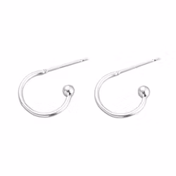 Silverfärgat rostfritt stål creoler med liten kula, ca 10 st