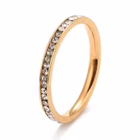 REA: Guldfärgat rostfritt stål ring med strass