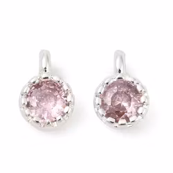 REA: Silverfärgad berlock mini rosa med cubic zirconia, 1 st