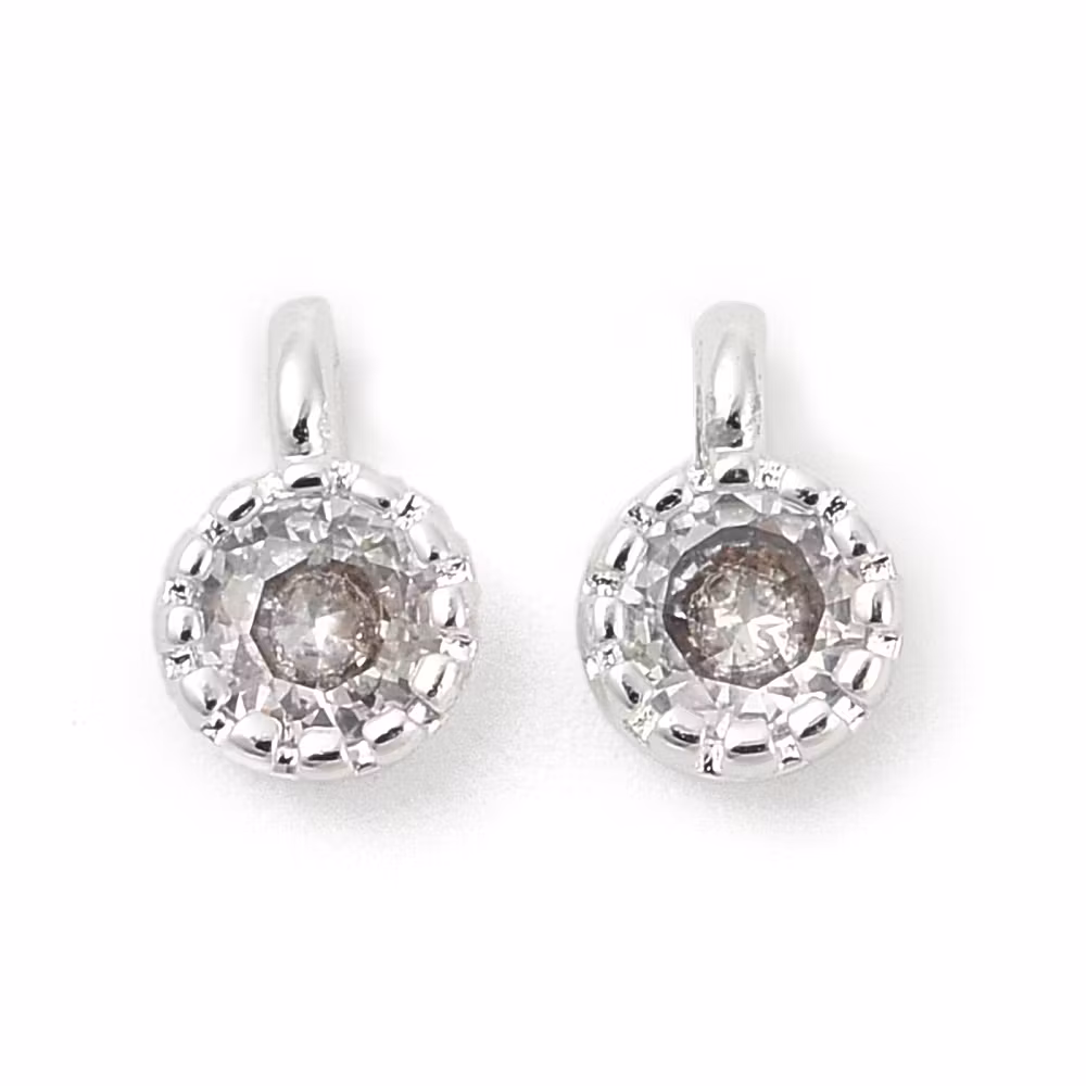 REA: Silverfärgad berlock mini glas med cubic zirconia, 1 st