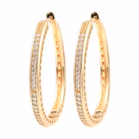 REA: Guldfärgat kirurgiskt stål stora creoler med cubic zirconia, 1 par