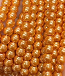 Vaxade glaspärlor 6 mm ljust orange, 1 sträng
