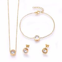 Guldfärgat rostfritt stål smyckesset strass