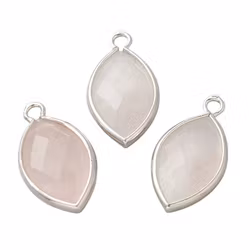 Antikfärgad avlång berlock rosenkvarts, 1 st