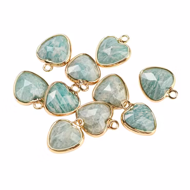 Guldfärgad berlock hjärta amazonite, 1 st