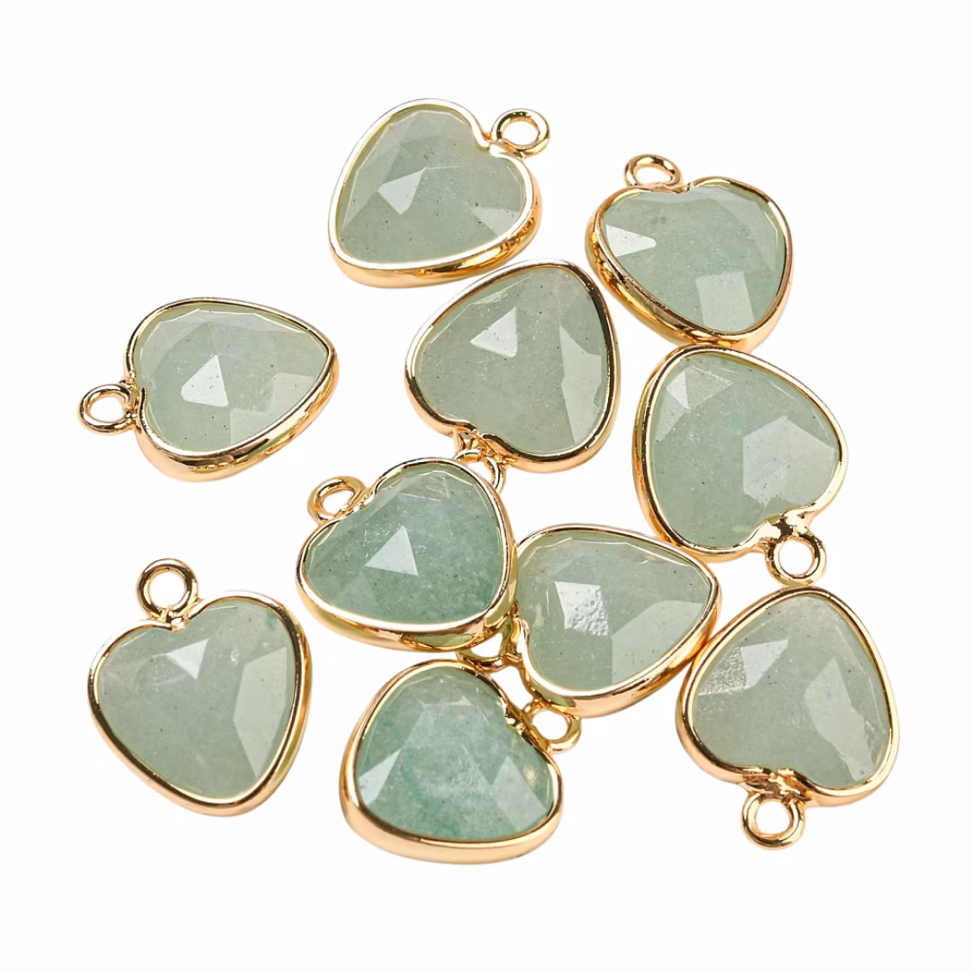 Guldfärgad berlock hjärta aventurin, 1 st