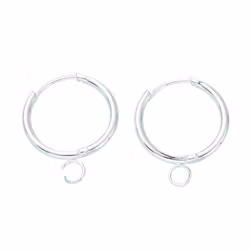 Kirurgiskt silverfärgat stål tunna creoler med öglor, 1 par