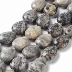 Jaspis map stone flat oval droppe, 1 st