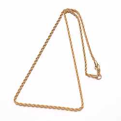 Guldfärgat rostfritt stål halskedja rope chain 45 cm, 1 st