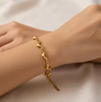 Guldfärgat rostfritt stål armband måne med PVD plätering